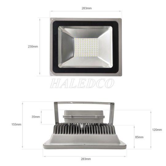 Kích thước đèn pha LED HLFL5-50 RGB