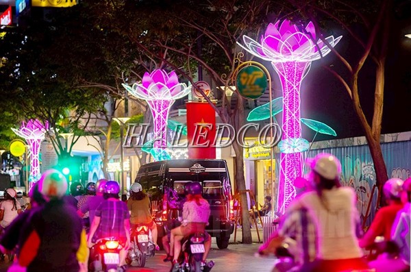 Đèn led hoa văn trang trí đường phố hình hoa sen 