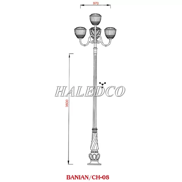 Cột đèn sân vườn HLVBA-CH02-4-4TL