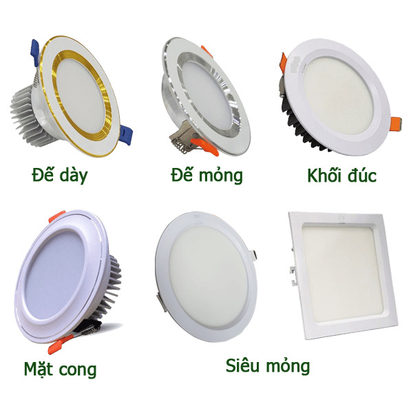 Một số mẫu đèn âm trần được sử dụng phổ biến